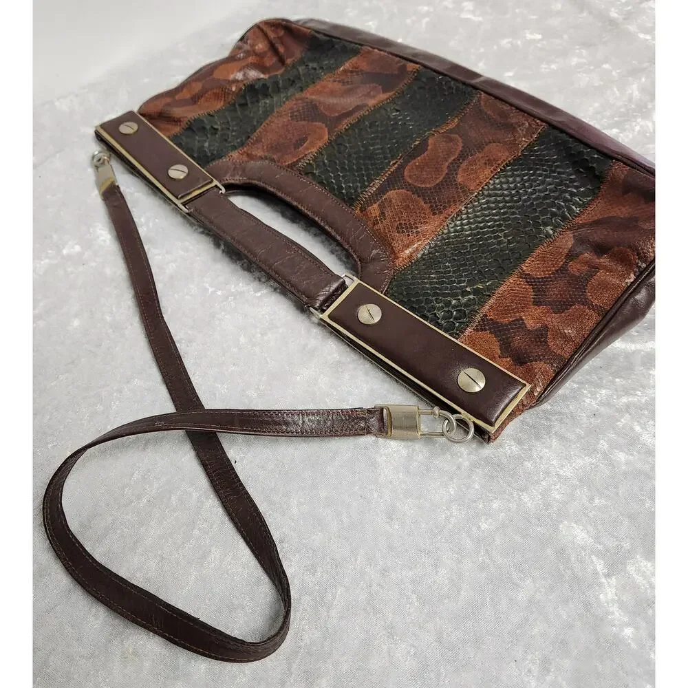 Vintage Geometric Snakeskin Leather Purse